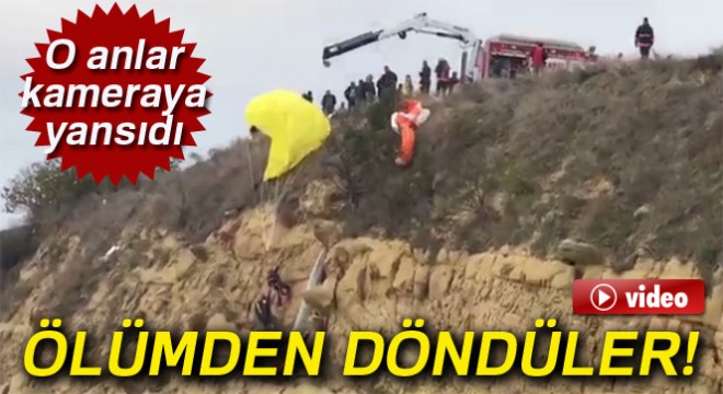 Paraşütçülerin ölümden döndüğü anlar kamerada